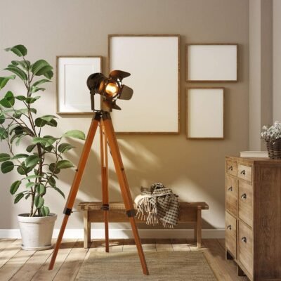 Wooden Tripod Floor Lamp