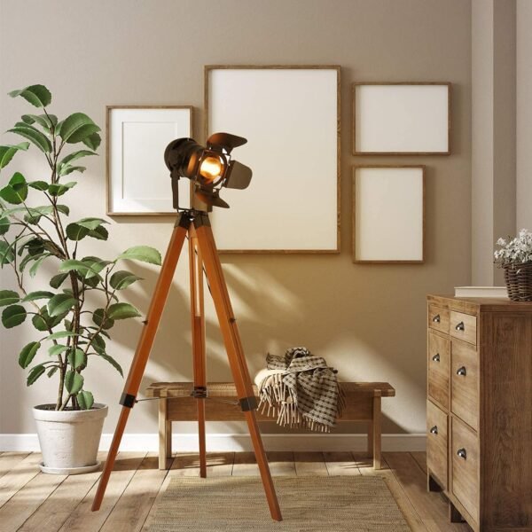 Wooden Tripod Floor Lamp